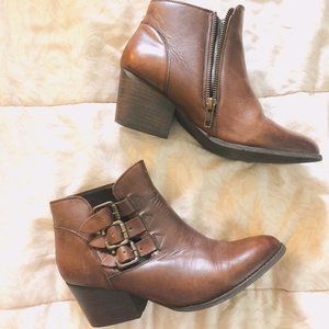 Leather Wedged Booties